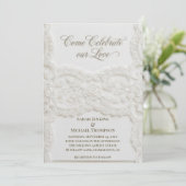 Elegant White Lace Wedding Invitation (Debout devant)