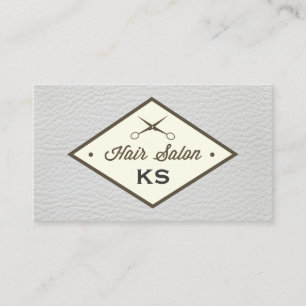 Elegant White Leather Hair Salon Label