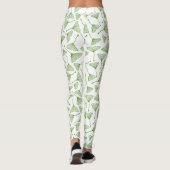 Elegant white leggings with green ginkgo leaf (Dos)