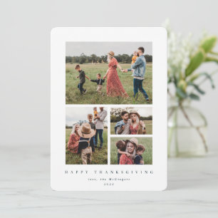 Elegant White Lijst 4 Foto Happy Thanksgiving Feestdagenkaart