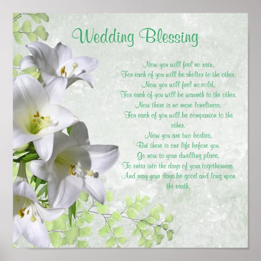 Elegant White Lilies Apache Wedding Blessing Poster (Voorkant)