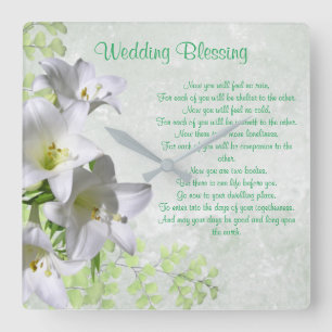 Elegant White Lilies Apache Wedding Blessing Vierkante Klok