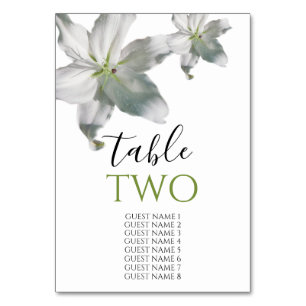 Elegant White Lilies Wedding Guest Names Kaart