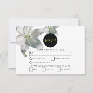 Elegant White Lilies Wedding RSVP Kaarten