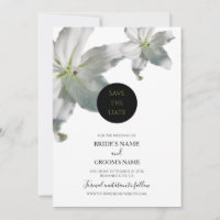 Elegant White Lilies Wedding Save the Date
