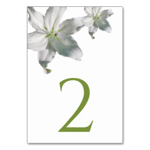 Elegant White Lilies Wedding Table Number Kaart