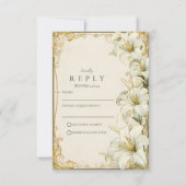 Elegant White Lily Wedding RSVP Kaartje (Voorkant)