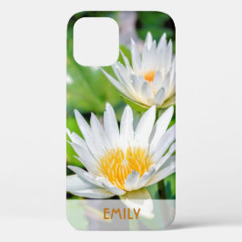 Elegant White Lotus Flower Name Persoonlijk iPhone 12 Hoesje