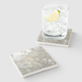 Elegant White Lunaria Silver Dollar Natural Stenen Onderzetter (Zijkant)