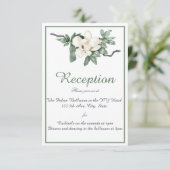 Elegant White Magnolia Blossom Reception Informatiekaartje (Staand voorkant)