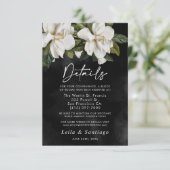 Elegant White Magnolia Wedding Details Kaart (Staand voorkant)