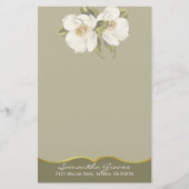 Elegant White Magnolias Custom Stationery Briefpapier (Voorkant)