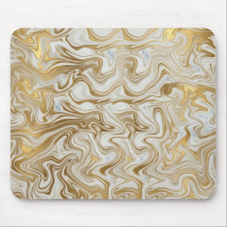 Elegant White Marble and Liquid Gold Swirl Mousepa Muismat