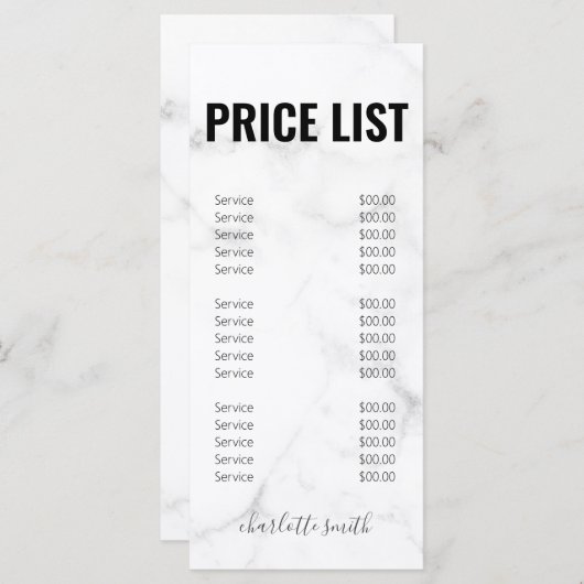 Elegant White Marble Business Brochure Menu (Voorkant / Achterkant)