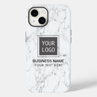 Elegant White Marble Corporate Custom Logo iPhone 14 Hoesje