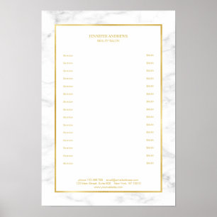 Elegant White Marble Gold Pricelist Poster
