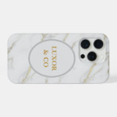 Elegant White Marble & Gold Veins iPhone 16 Pro  (Verso Horizontal)