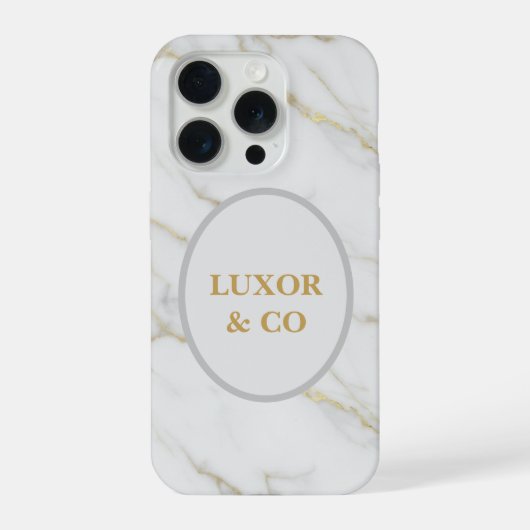Elegant White Marble & Gold Veins iPhone 16 Pro  (Verso)