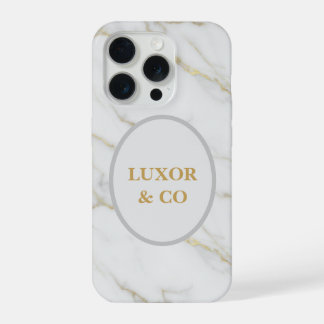 Elegant White Marble & Gold Veins iPhone 16 Pro  iPhone 15 Pro Hoesje