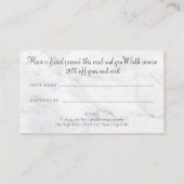 Elegant White Marble Greenery Leaves Reference Car Aanbevelingskaartje (Achterkant)