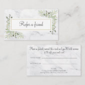 Elegant White Marble Greenery Leaves Reference Car Aanbevelingskaartje (Voorkant / Achterkant)