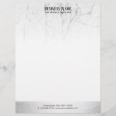 Elegant White Marble Modern Silver Border Briefhoofd Ontwerp (Voorkant)