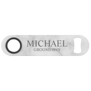 Elegant White Marble Personalized Groomsmen Speed Flessenopener