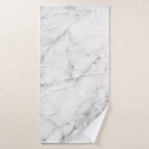 Elegant White Marble Print met Silver Textured Badhanddoek