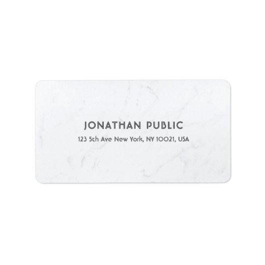 Elegant White Marble Professional, eenvoudig Etiket (Voorkant)