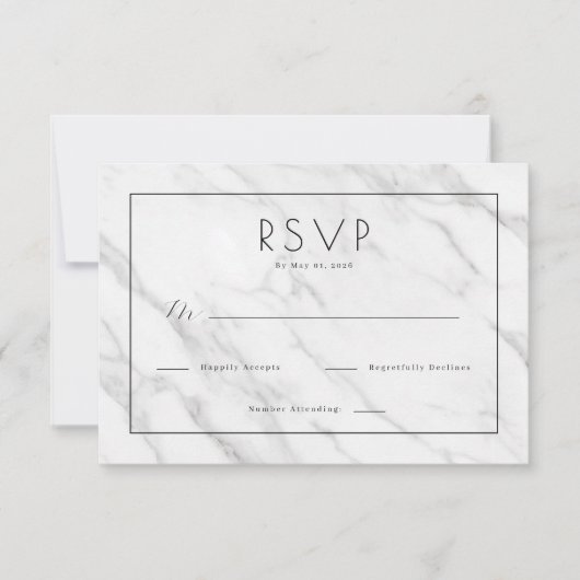 Elegant White Marble RSVP (Devant)