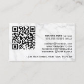 Elegant White Marble & Silver Professional QR Code Visitekaartje (Achterkant)