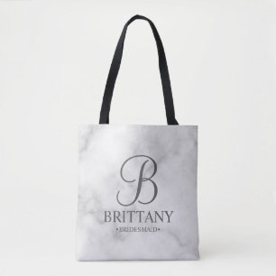 Elegant White Marble Specialized Bridesmaids Tote Bag