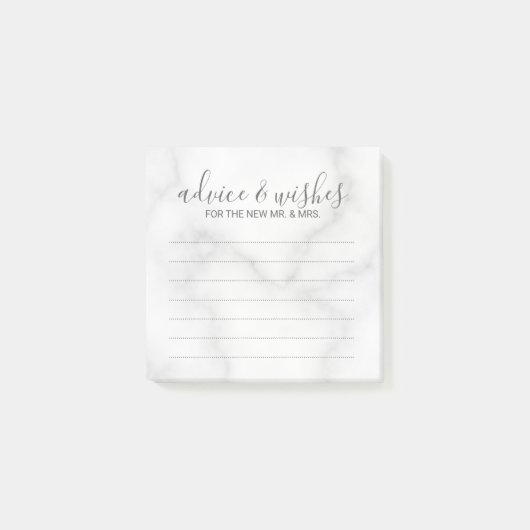 Elegant White Marble Wedding Advice and Wishes Post-it® Notes (Voorkant)