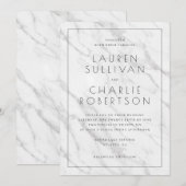 Elegant White Marble Wedding Invitation (Devant / Derrière)