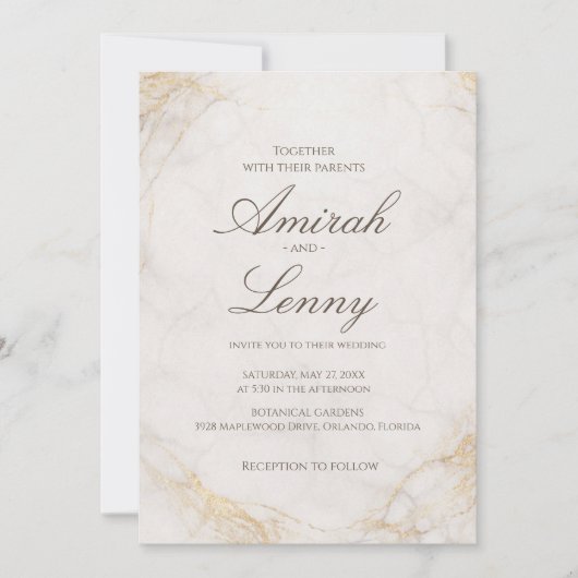 Elegant White Marble Wedding Invitation Background (Devant)