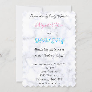 Elegant White Marble Wedding Invitations Kaart