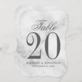 Elegant White Marble Wedding Table Number Kaart (Voorkant / Achterkant)