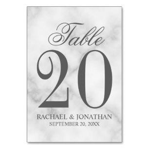 Elegant White Marble Wedding Table Number Kaart