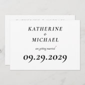 Elegant White Minimal Wedding Invitations (Devant / Derrière)