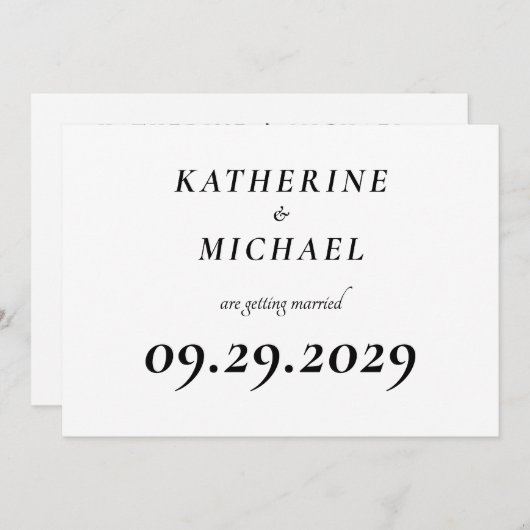 Elegant White Minimal Wedding Invitations (Devant / Derrière)