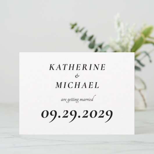 Elegant White Minimal Wedding Invitations Kaart (Staand voorkant)