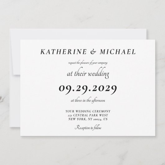 Elegant White Minimal Wedding Invitations Kaart (Achterkant)
