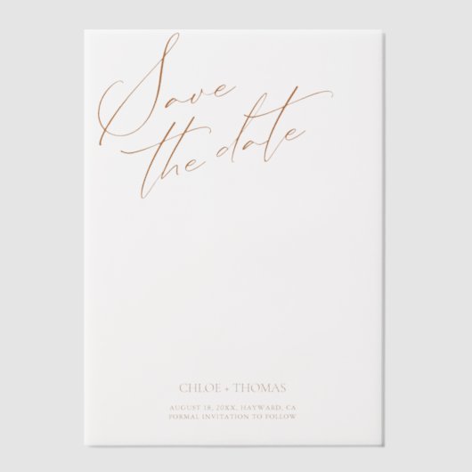 Elegant White Minimalist Script Photo Vellum Uitnodigingen (Voorkant)