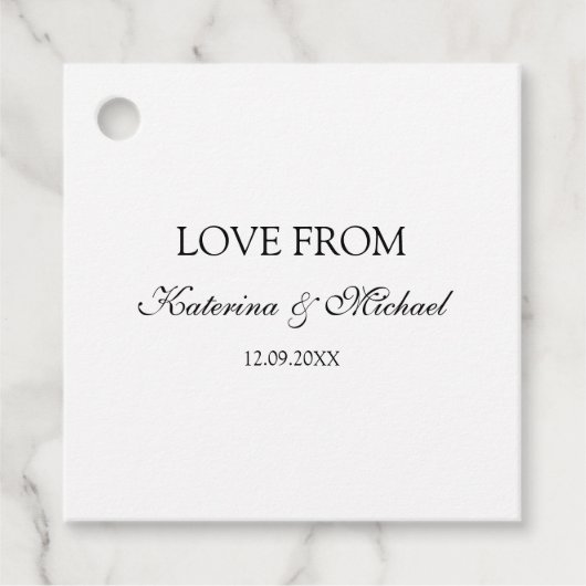 Elegant White Minimalist Weddenschap Gift Bedankjes Labels (Voorkant)
