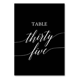 Elegant White op Black Table Number 35 Kaart