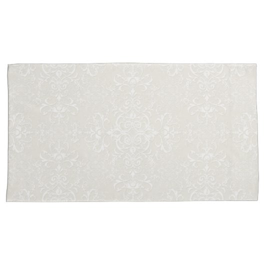 Elegant White op Bleek beige Damask Style Pattern Kussensloop (Voorkant-Rechts)