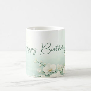 Elegant White Orchid Birthday Mug