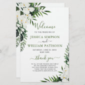 Elegant White Orchid Boho Wedding Ceremony Program (Voorkant / Achterkant)
