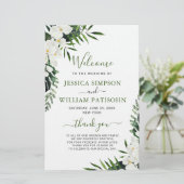 Elegant White Orchid Boho Wedding Ceremony Program (Staand voorkant)