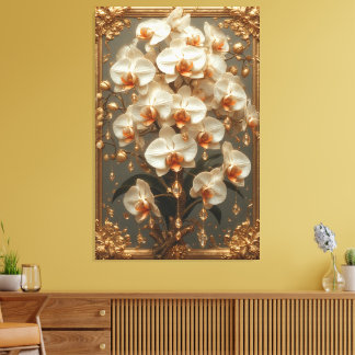 Elegant White Orchid Bouquet Canvas Afdruk